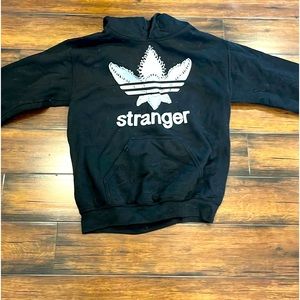 Black Stranger Things Demogorgan Adidas print hoodie.